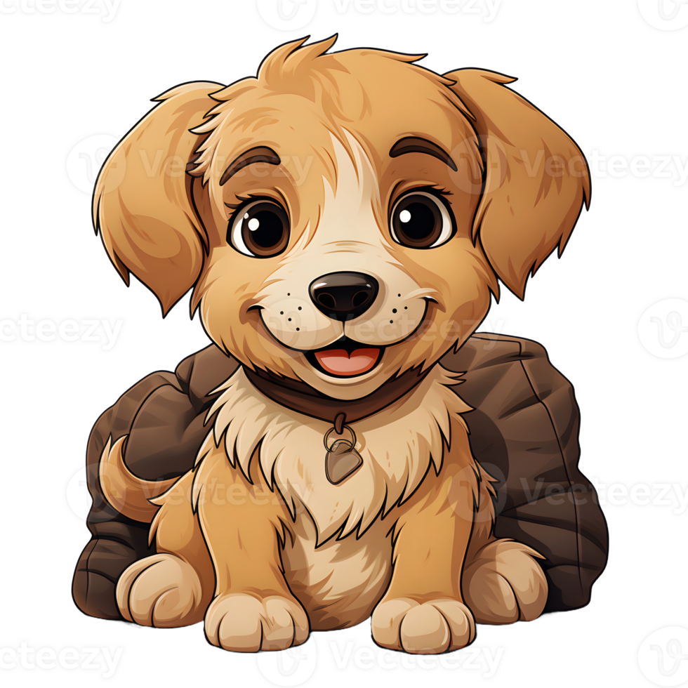 AI generated Cute Dog Lying on a Pillow Isolated on Transparent Background. Cartoon Dog Illustration. Generative Ai png