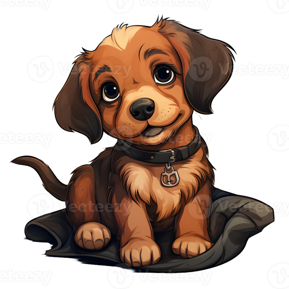 AI generated Cute Dog Lying on a Pillow Isolated on Transparent Background. Cartoon Dog Illustration. Generative Ai png