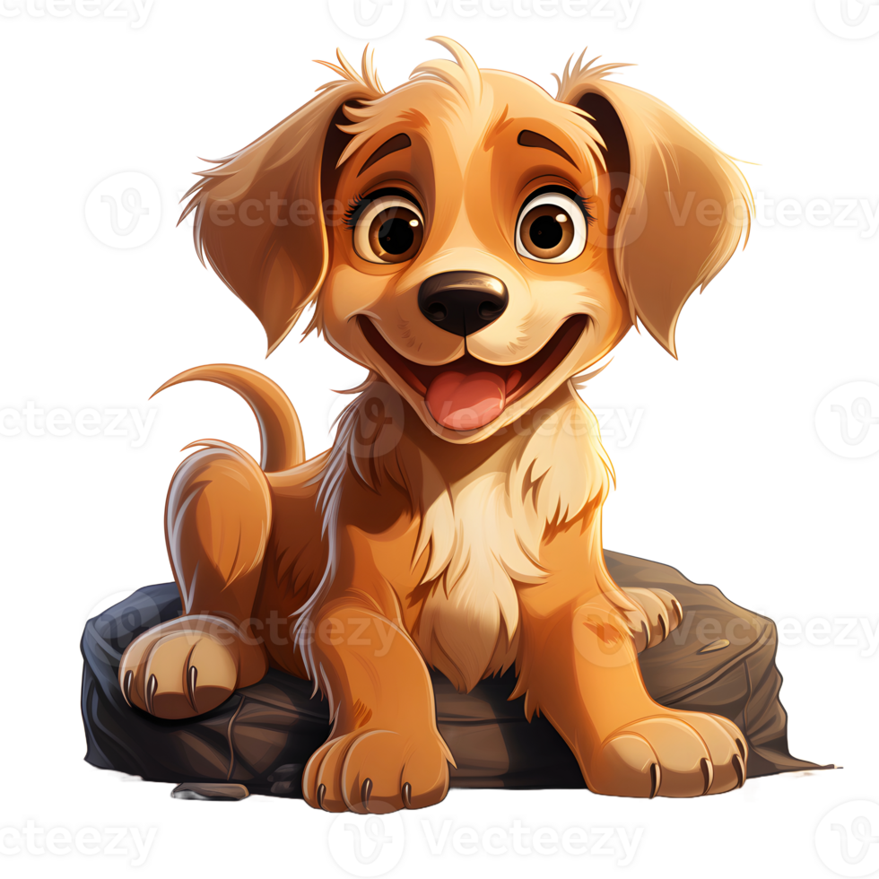 AI generated Cute Dog Lying on a Pillow Isolated on Transparent Background. Cartoon Dog Illustration. Generative Ai png