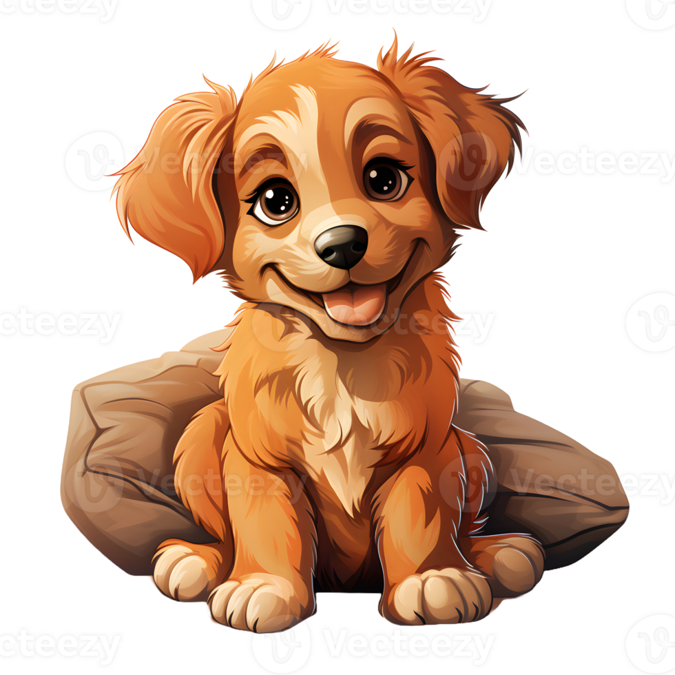 AI generated Cute Dog Lying on a Pillow Isolated on Transparent Background. Cartoon Dog Illustration. Generative Ai png