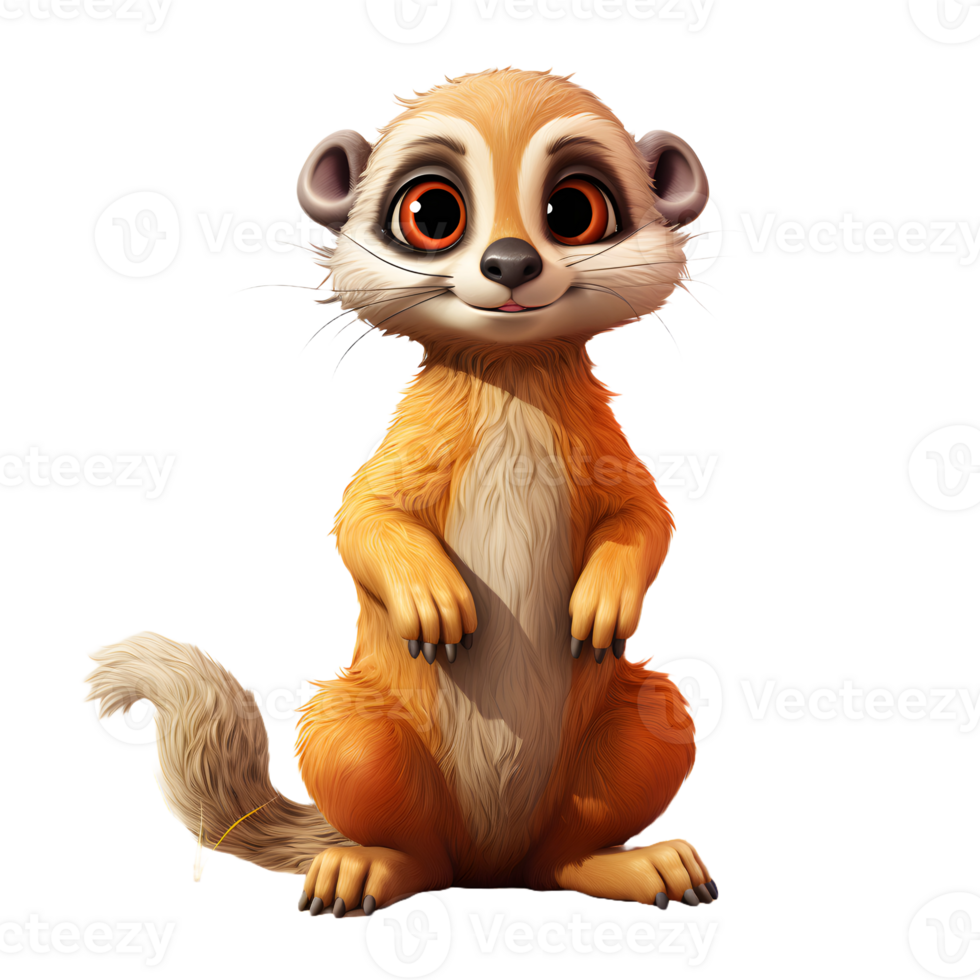 AI generated Cute Meerkat Cartoon Illustration Isolated on Transparent Background. Generative Ai png