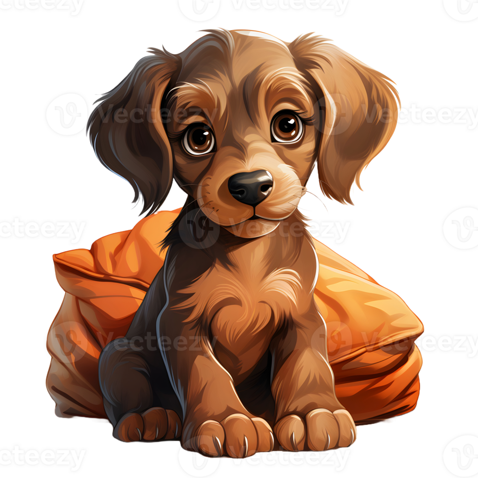 AI generated Cute Dog Lying on a Pillow Isolated on Transparent Background. Cartoon Dog Illustration. Generative Ai png