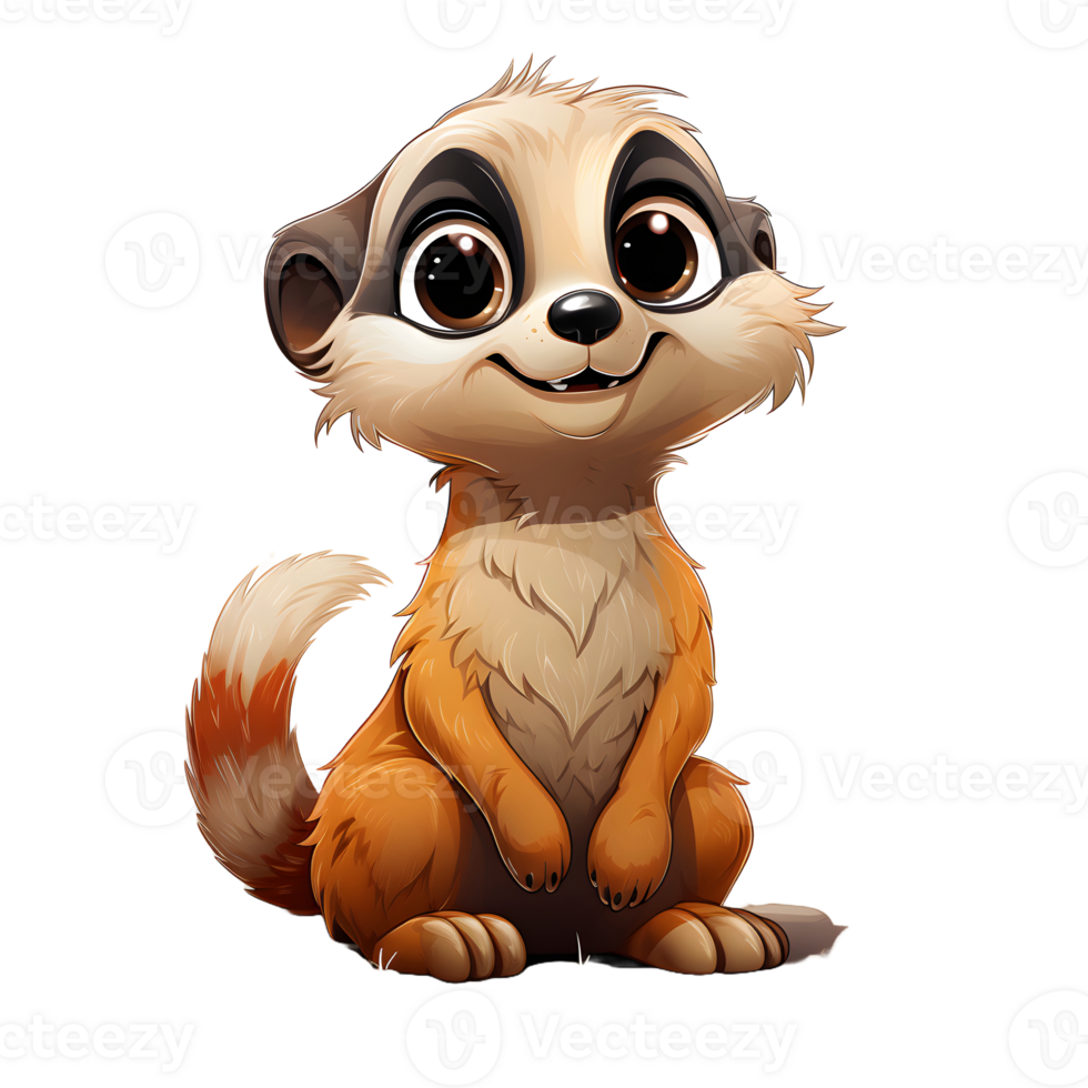 AI generated Cute Meerkat Cartoon Illustration Isolated on Transparent Background. Generative Ai png
