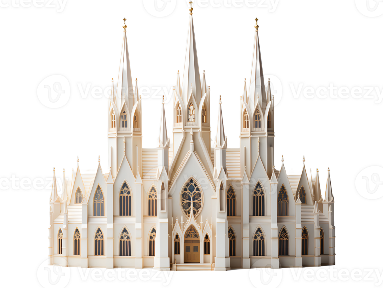 AI generated Miniature Cathedral with Holy Cross Isolated on Transparent Background. Generative Ai png