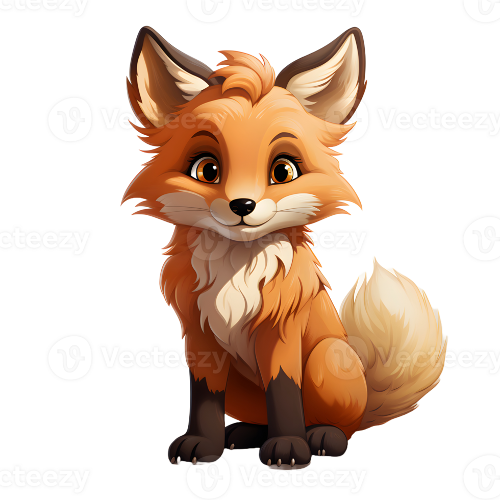 AI generated Cute Fox Cartoon Illustration Isolated on transparent Background. Generative Ai png