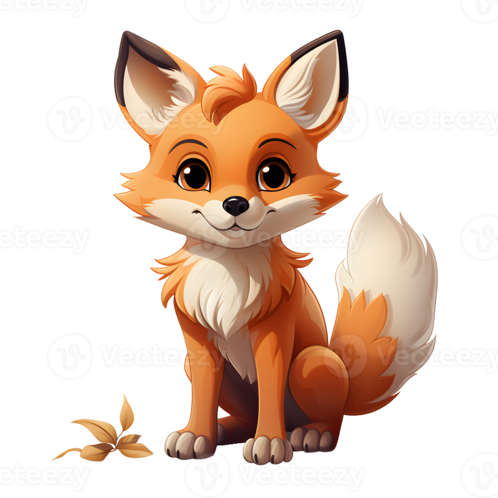 AI generated Cute Fox Cartoon Illustration Isolated on transparent Background. Generative Ai png