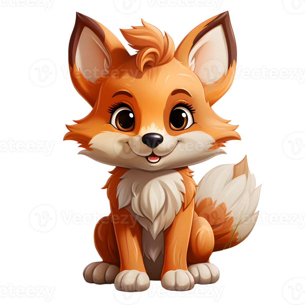 AI generated Cute Fox Cartoon Illustration Isolated on transparent Background. Generative Ai png