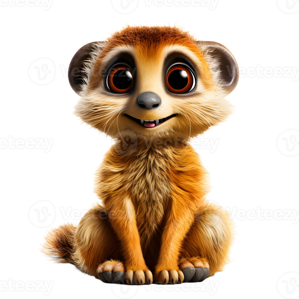 AI generated Cute Meerkat Cartoon Illustration Isolated on Transparent Background. Generative Ai png