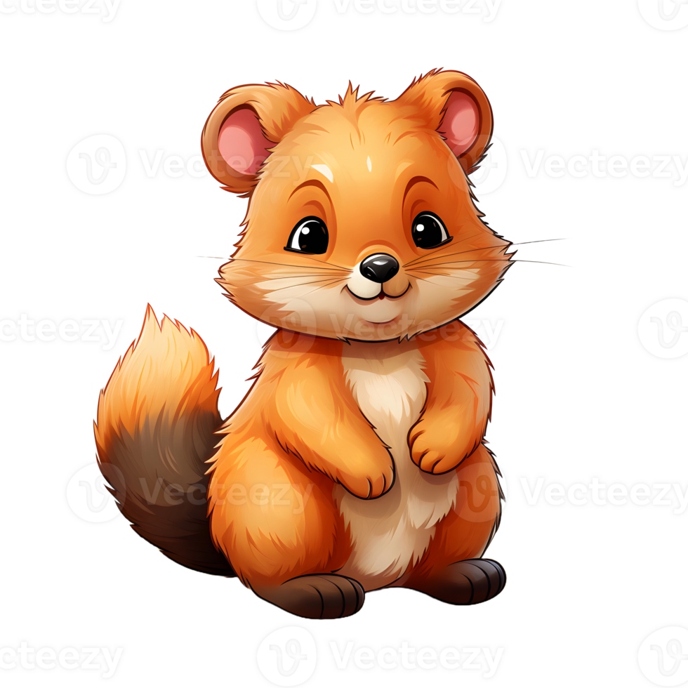 AI generated Cute Quokka Cartoon Illustration Isolated on Transparent Background. Generative Ai png
