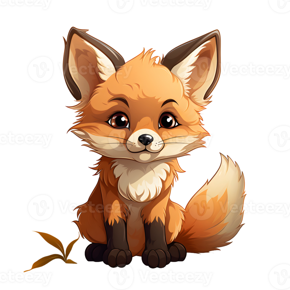 AI generated Cute Fox Cartoon Illustration Isolated on transparent Background. Generative Ai png