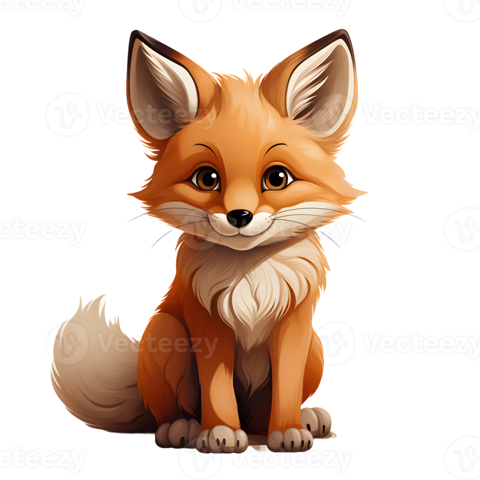 AI generated Cute Fox Cartoon Illustration Isolated on transparent Background. Generative Ai png