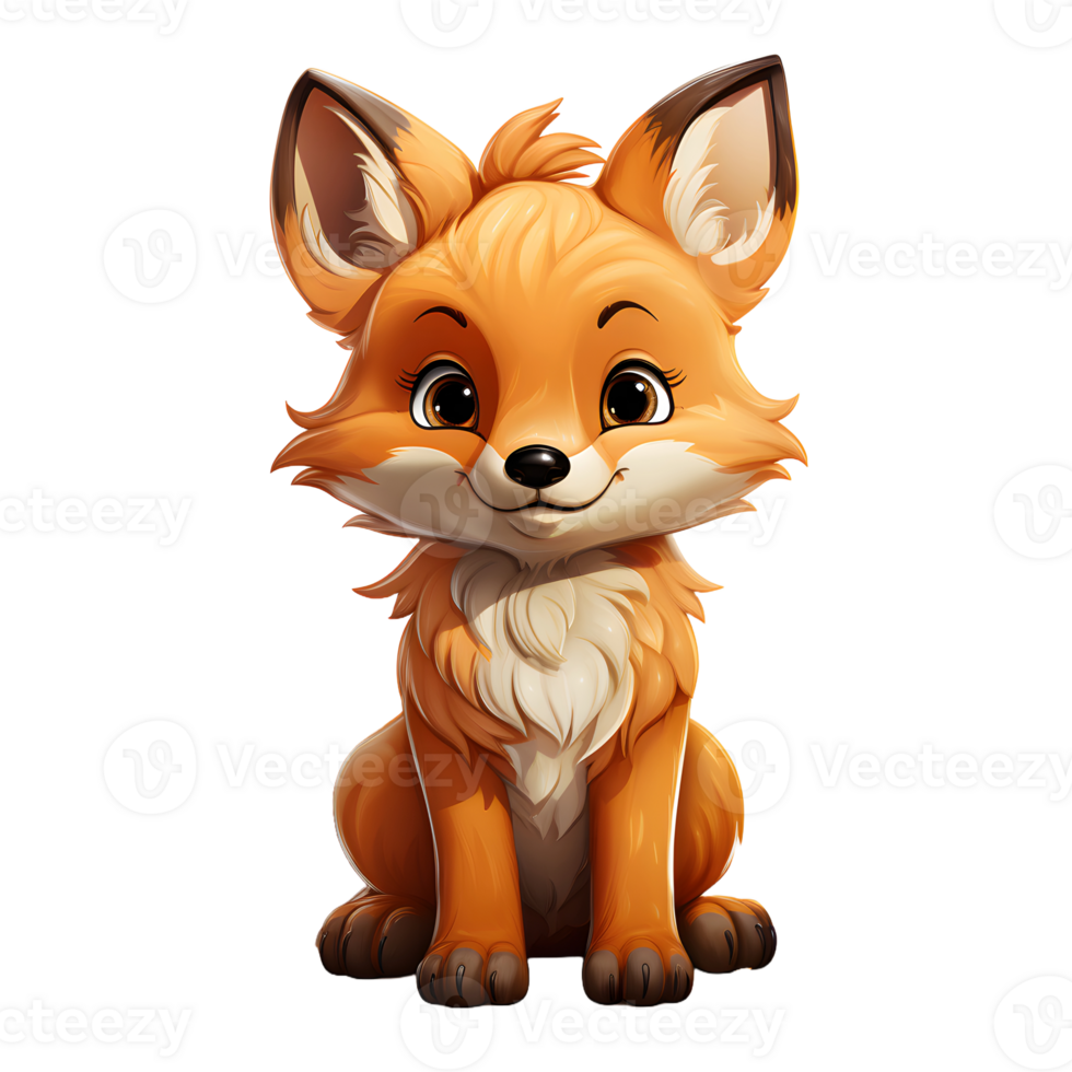 AI generated Cute Fox Cartoon Illustration Isolated on transparent Background. Generative Ai png