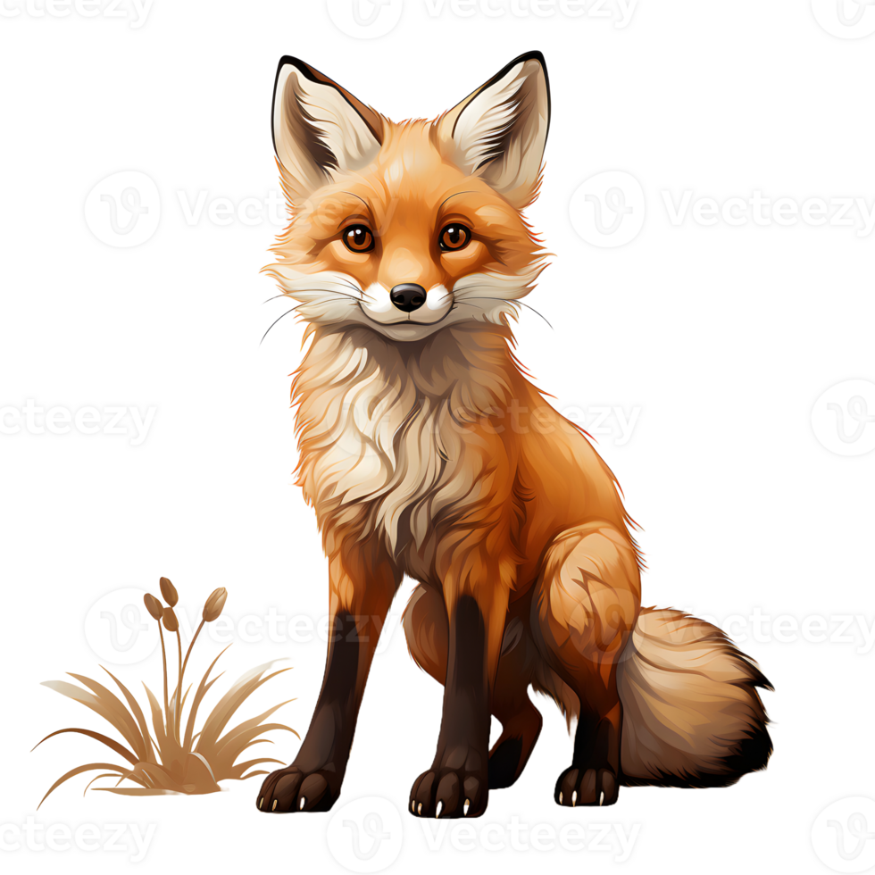 AI generated Cute Fox Cartoon Illustration Isolated on transparent Background. Generative Ai png