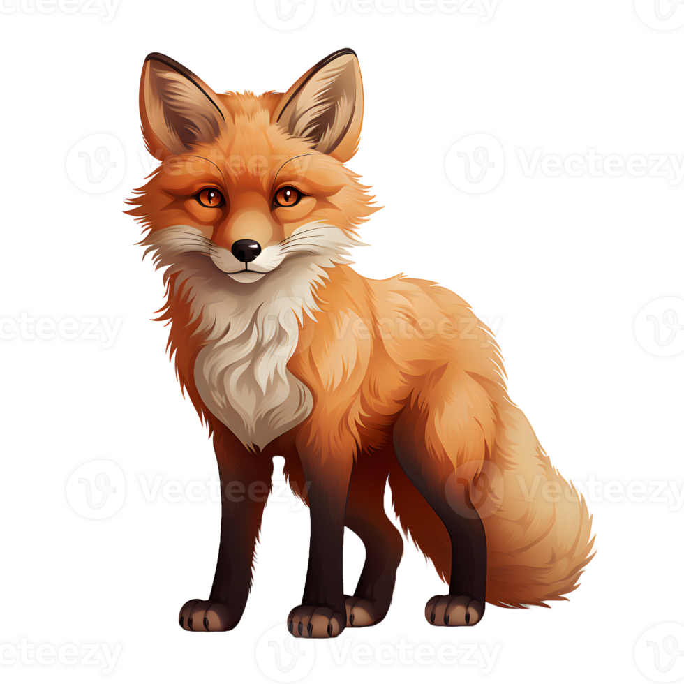 AI generated Cute Fox Cartoon Illustration Isolated on transparent Background. Generative Ai png
