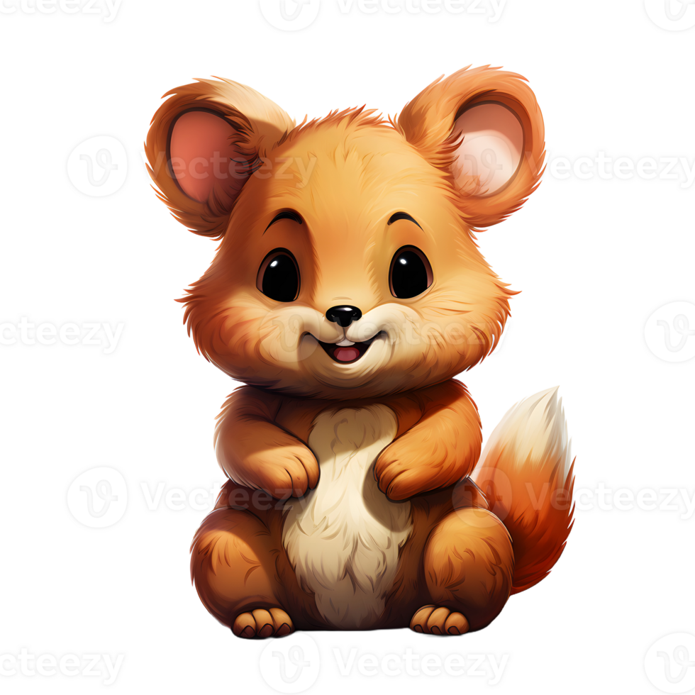 AI generated Cute Quokka Cartoon Illustration Isolated on Transparent Background. Generative Ai png