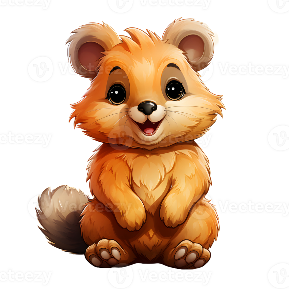 AI generated Cute Quokka Cartoon Illustration Isolated on Transparent Background. Generative Ai png