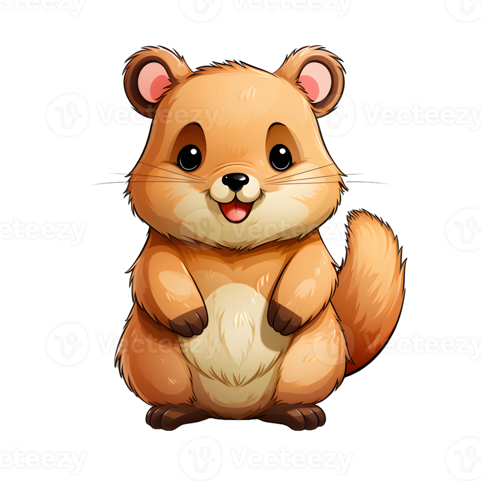 AI generated Cute Quokka Cartoon Illustration Isolated on Transparent Background. Generative Ai png