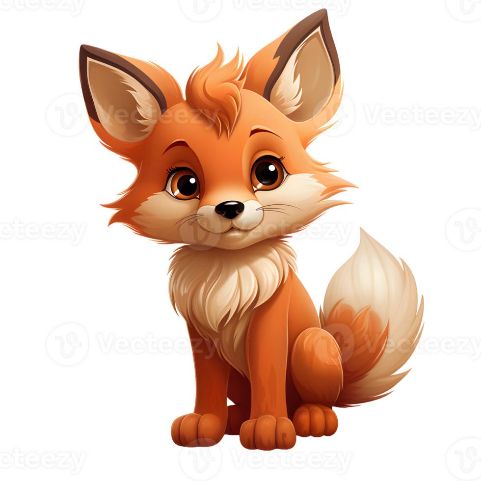AI generated Cute Fox Cartoon Illustration Isolated on transparent Background. Generative Ai png