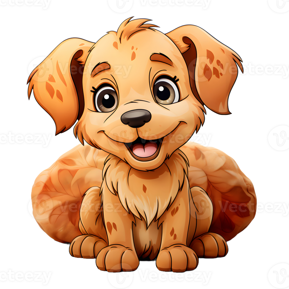 AI generated Cute Dog Lying on a Pillow Isolated on Transparent Background. Cartoon Dog Illustration. Generative Ai png