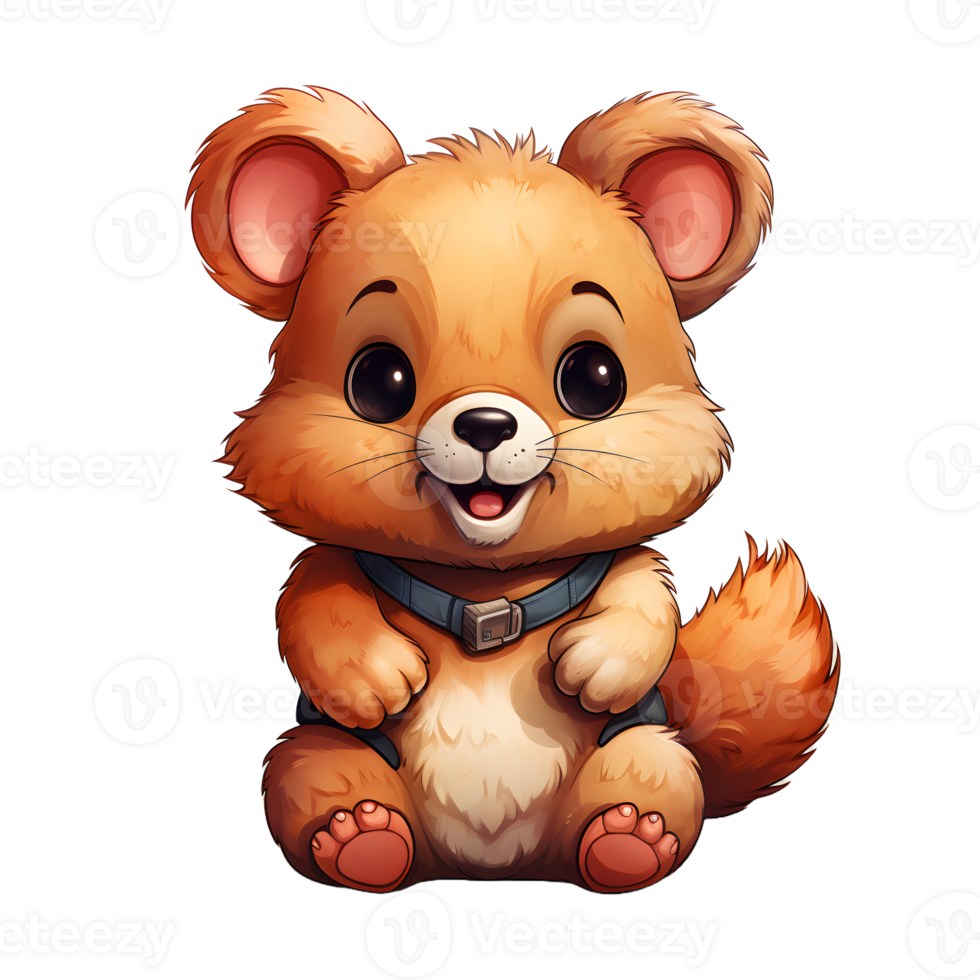 AI generated Cute Quokka Cartoon Illustration Isolated on Transparent Background. Generative Ai png