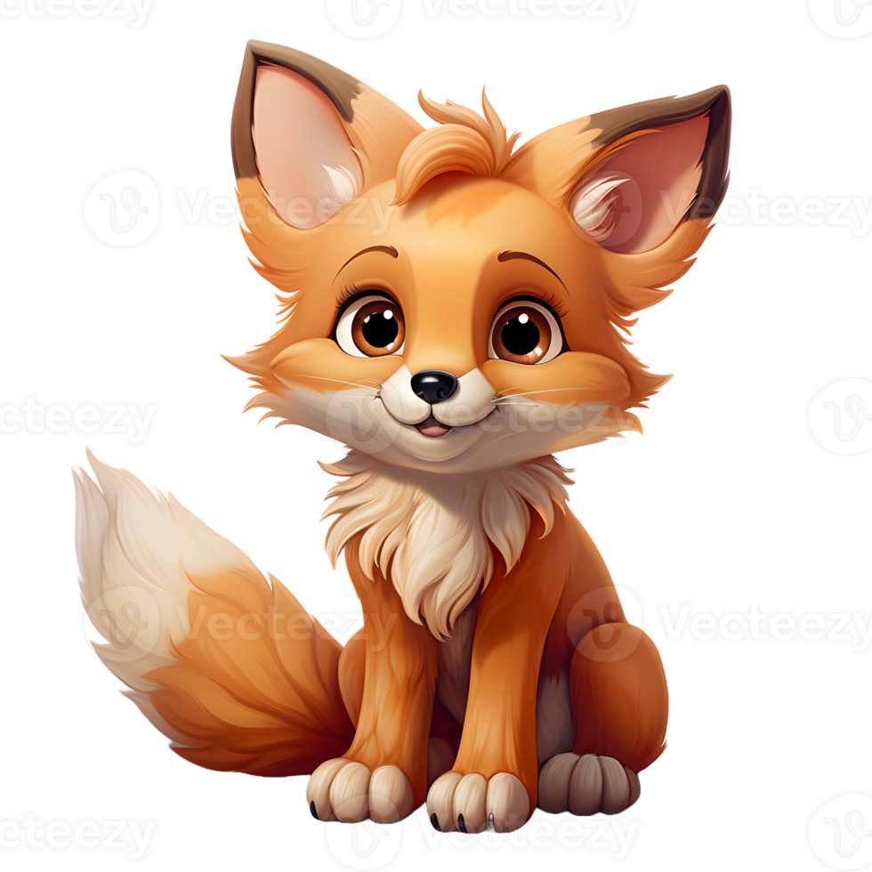 AI generated Cute Fox Cartoon Illustration Isolated on transparent Background. Generative Ai png