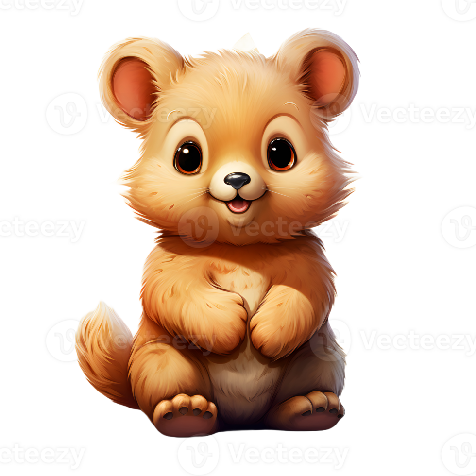AI generated Cute Quokka Cartoon Illustration Isolated on Transparent Background. Generative Ai png