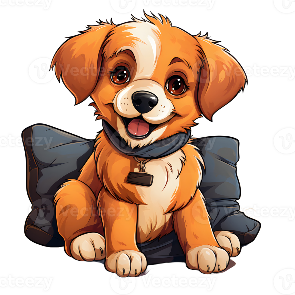 AI generated Cute Dog Lying on a Pillow Isolated on Transparent Background. Cartoon Dog Illustration. Generative Ai png