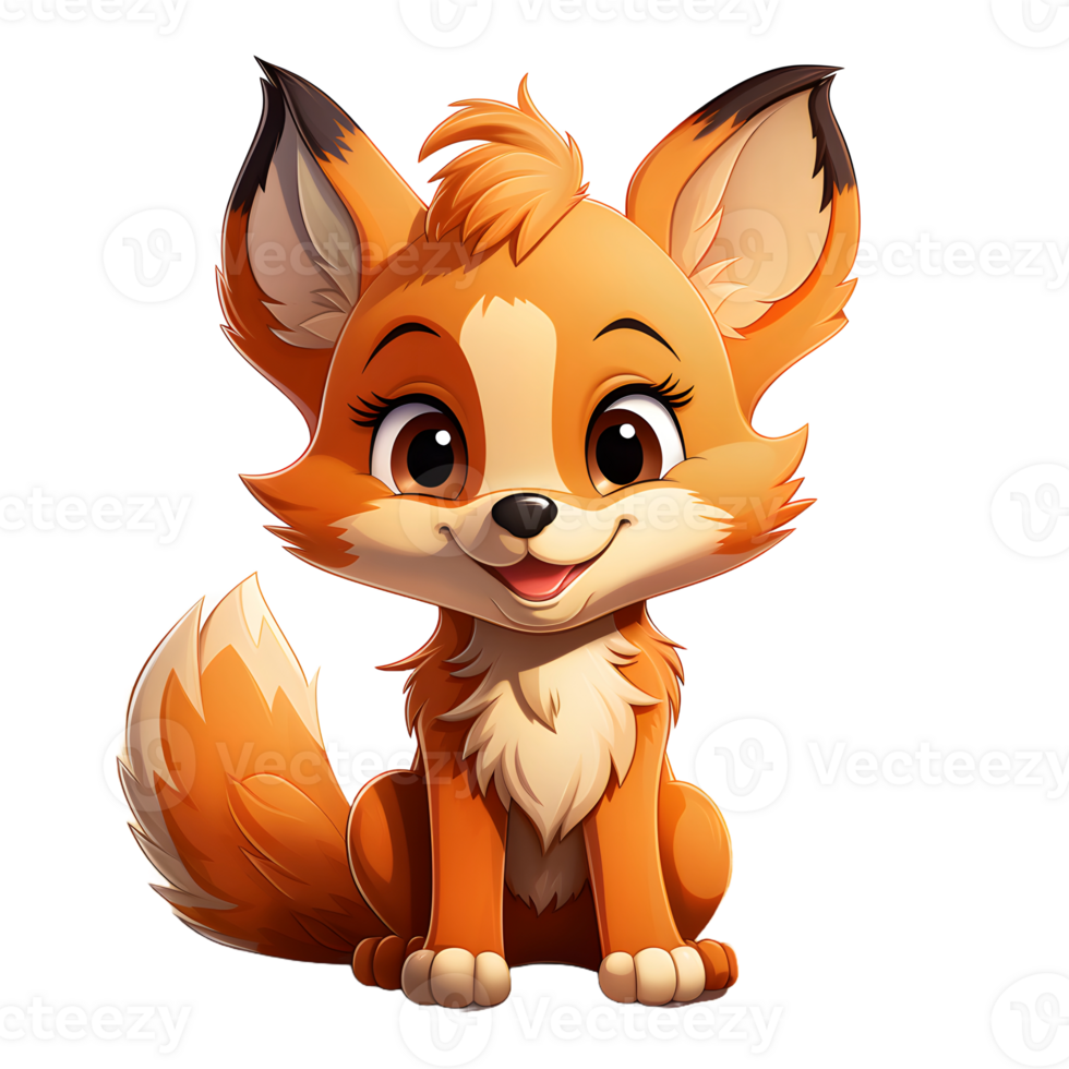 AI generated Cute Fox Cartoon Illustration Isolated on transparent Background. Generative Ai png