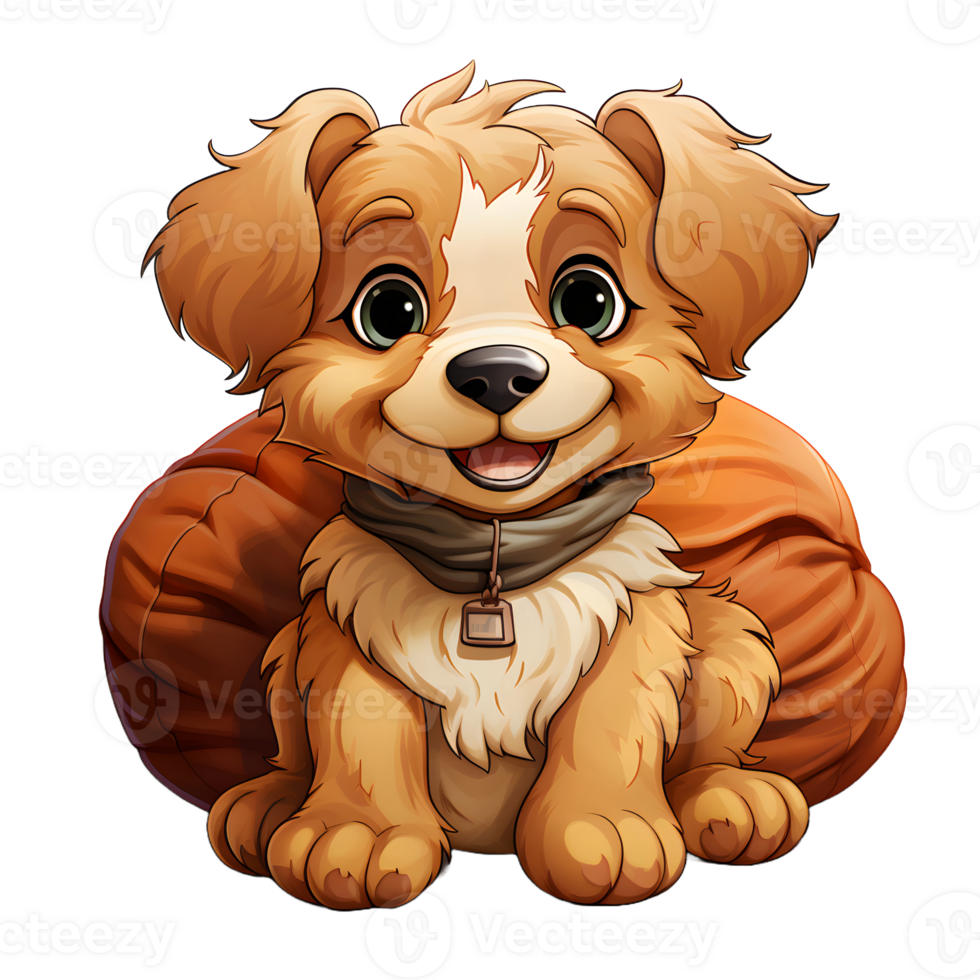 AI generated Cute Dog Lying on a Pillow Isolated on Transparent Background. Cartoon Dog Illustration. Generative Ai png