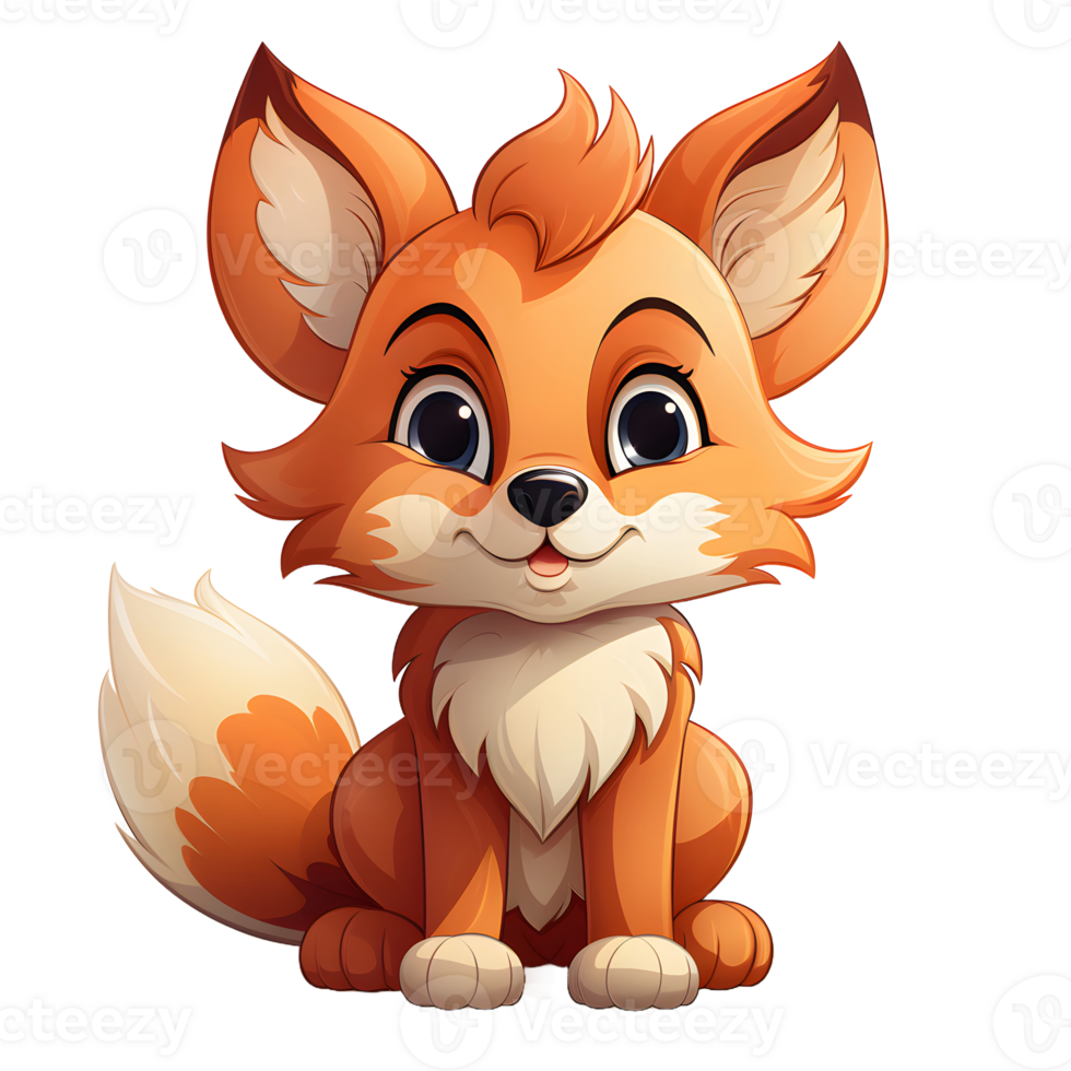 AI generated Cute Fox Cartoon Illustration Isolated on transparent Background. Generative Ai png
