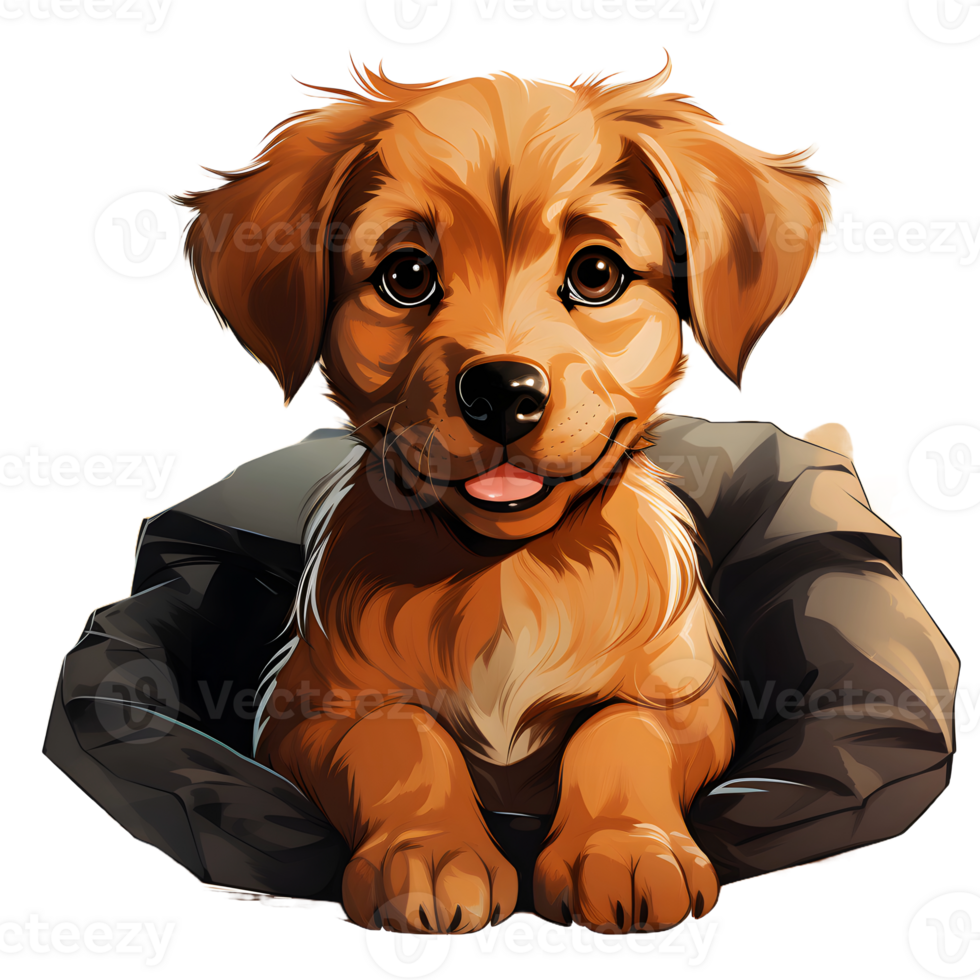 AI generated Cute Dog Lying on a Pillow Isolated on Transparent Background. Cartoon Dog Illustration. Generative Ai png