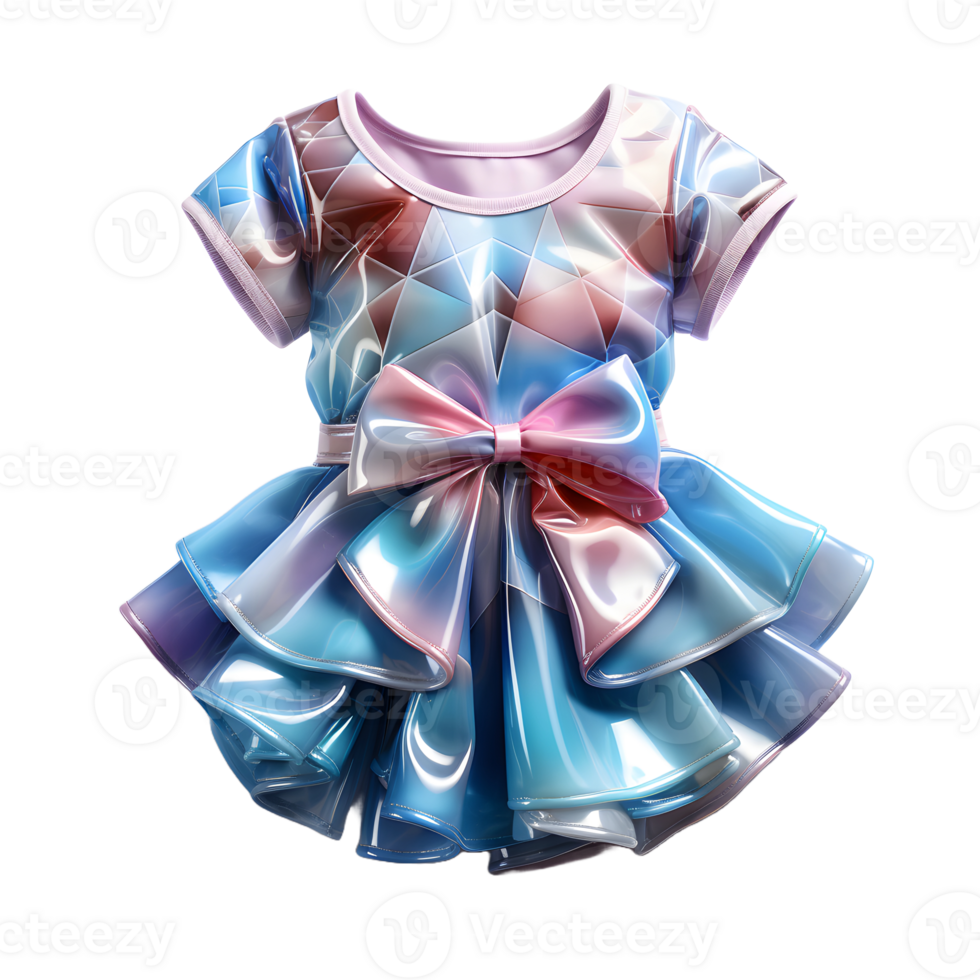 ai genererad färgrik holografiska bebis kläder isolerat på transparent bakgrund. regnbågsskimrande bebis klänning, generativ ai png