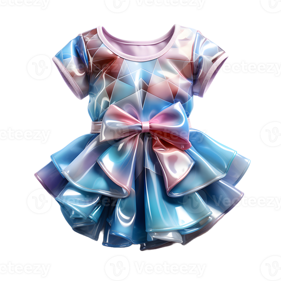 AI generated Colorful Holographic Baby Clothes Isolated on Transparent Background. Iridescent Baby Dress, Generative Ai png