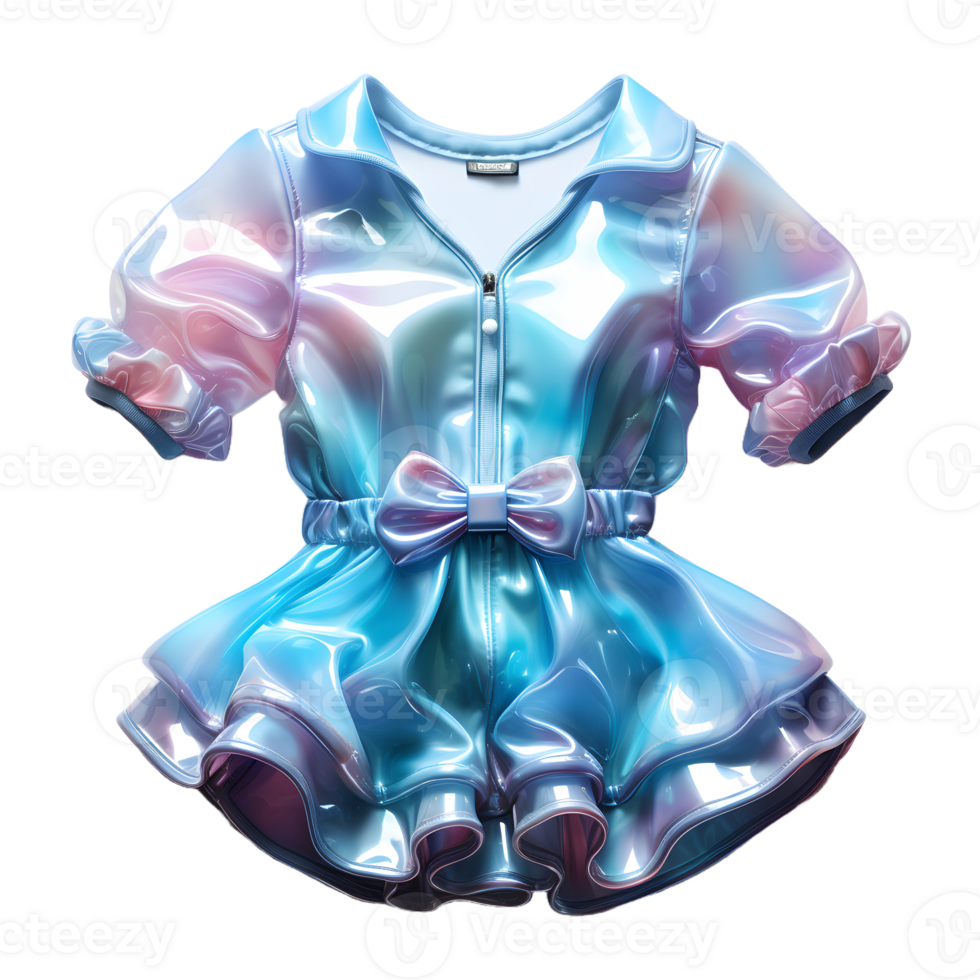 AI generated Colorful Holographic Baby Clothes Isolated on Transparent Background. Iridescent Baby Dress, Generative Ai png