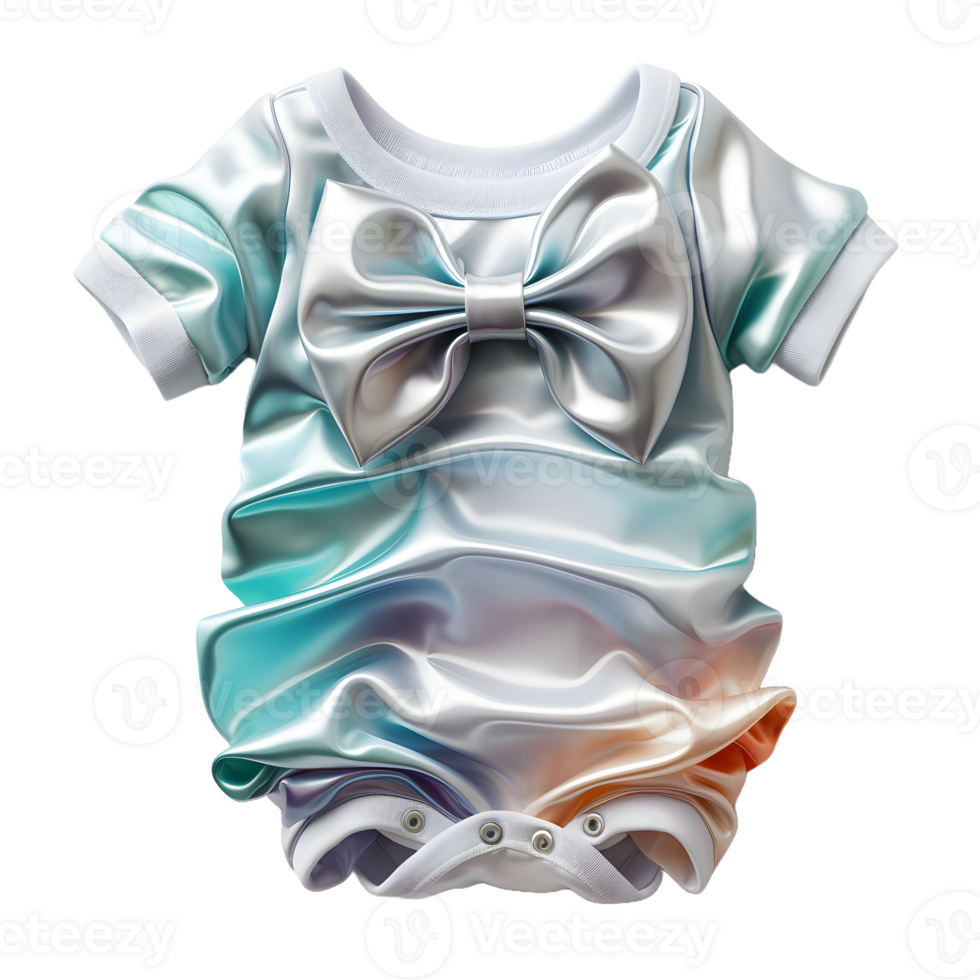 AI generated Colorful Holographic Baby Clothes Isolated on Transparent Background. Iridescent Baby Dress, Generative Ai png