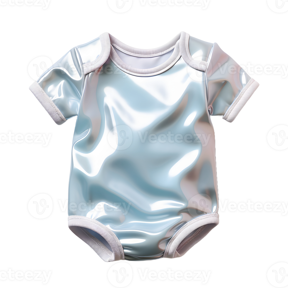 ai generado vistoso holográfico bebé ropa aislado en transparente antecedentes. iridiscente bebé vestido, generativo ai png