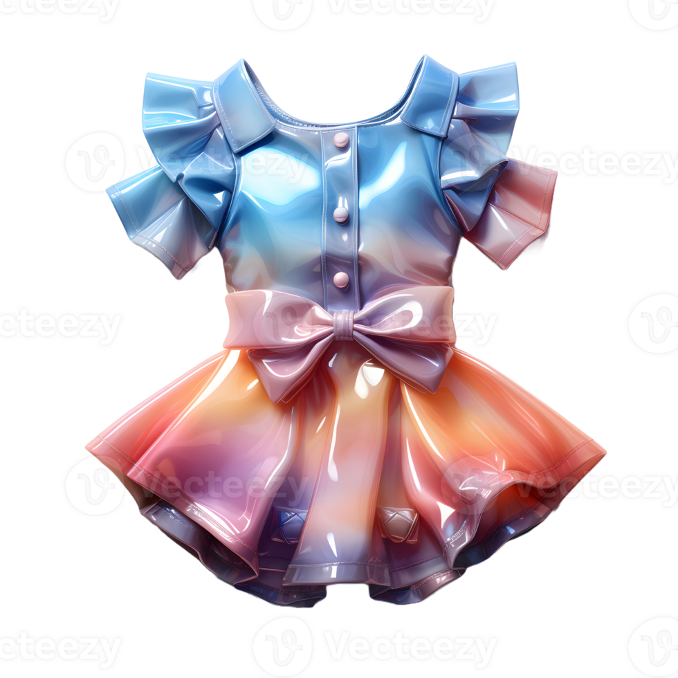 AI generated Colorful Holographic Baby Clothes Isolated on Transparent Background. Iridescent Baby Dress, Generative Ai png