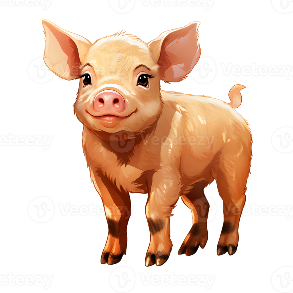 AI generated Cute Little Pig Cartoon Illustration. Generative Ai png