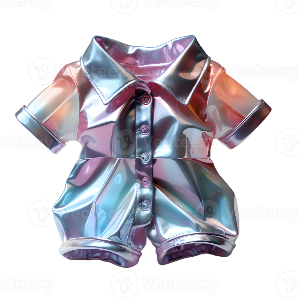 ai gerado colorida holográfico bebê roupas isolado em transparente fundo. iridescente bebê vestir, generativo ai png