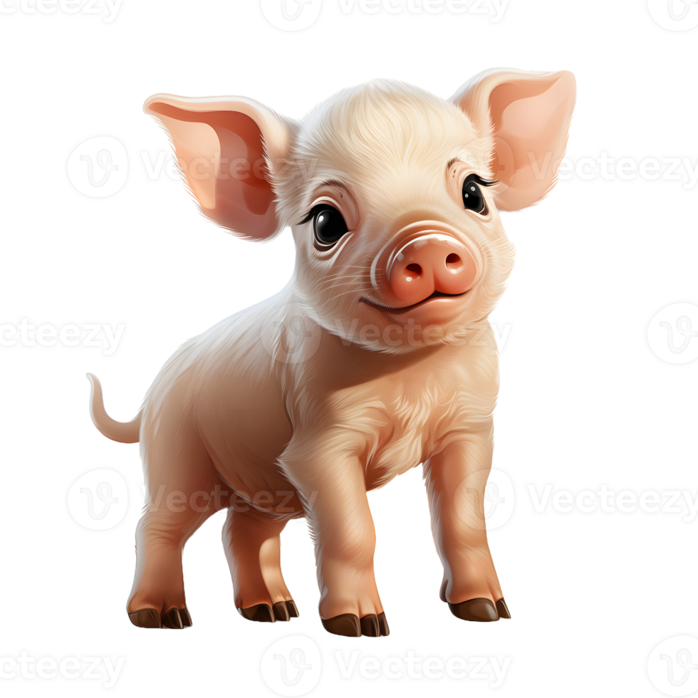 AI generated Cute Little Pig Cartoon Illustration. Generative Ai png