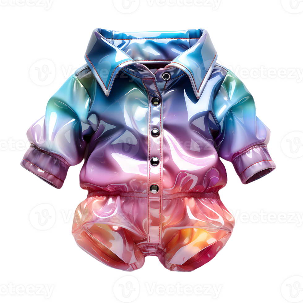 ai généré coloré holographique bébé vêtements isolé sur transparent Contexte. iridescent bébé robe, génératif ai png