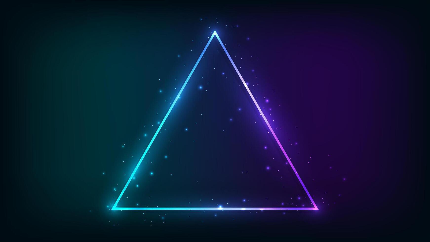 Neon triangular frame with shining effects vector