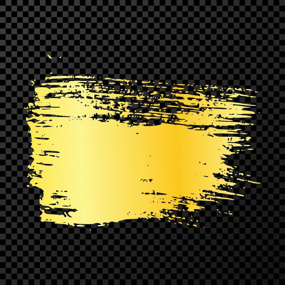 Gold brush stroke. Hand drawn ink spots isolated on dark background. Vector illustration