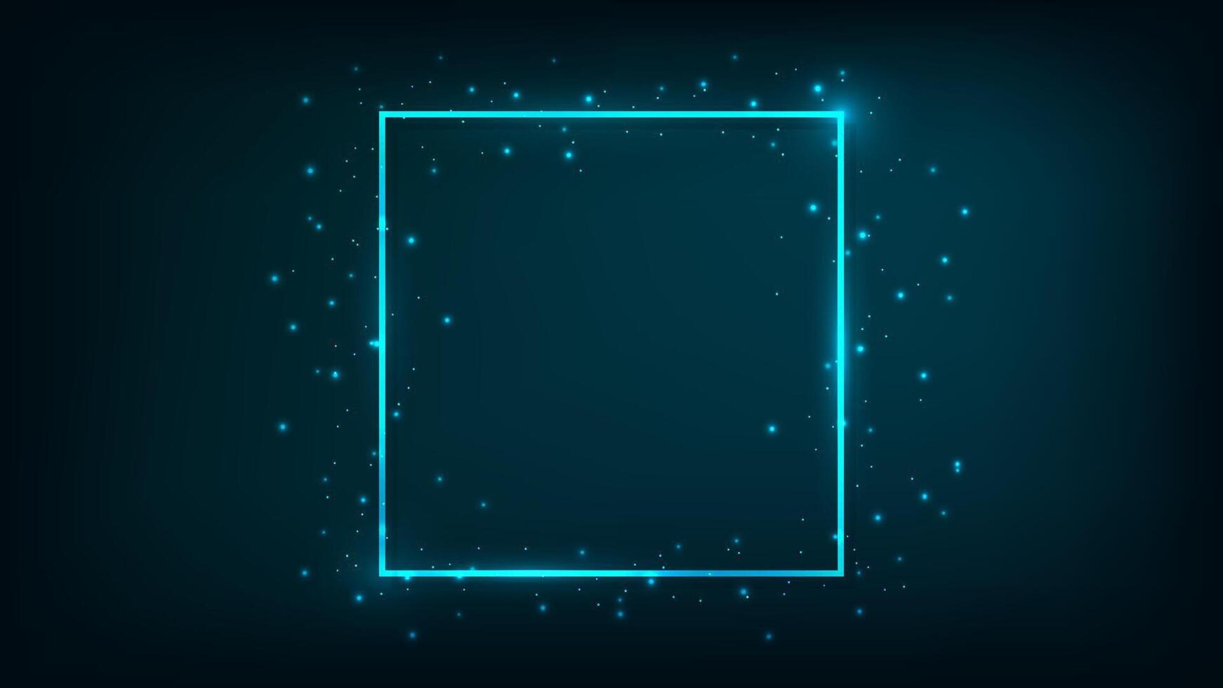 Neon square frame with shining effects vector