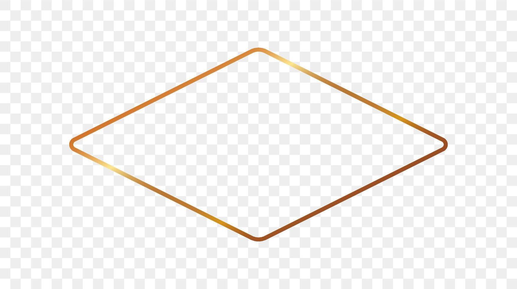 Gold glowing rounded rhombus shape frame vector