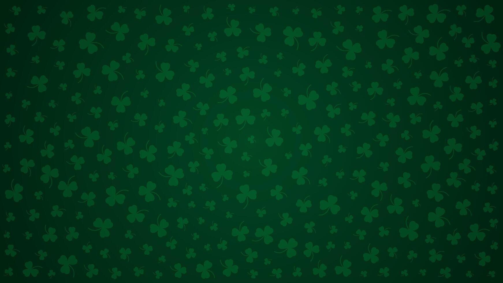 Happy Saint Patrick's day green background. Green clover leaves pattern. Vector illustration.