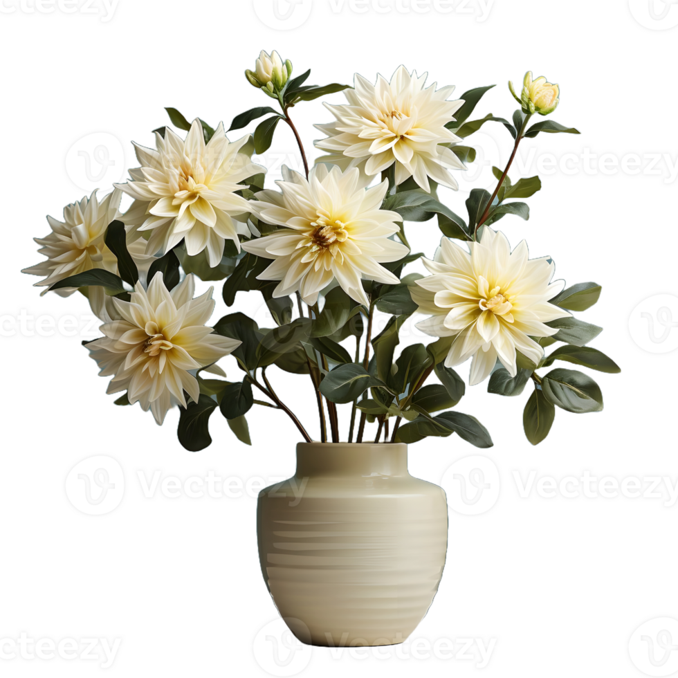 AI generated Dahlia in a Pot Isolated on Transparent Background. Beautiful Spring Flowers. Generative Ai png