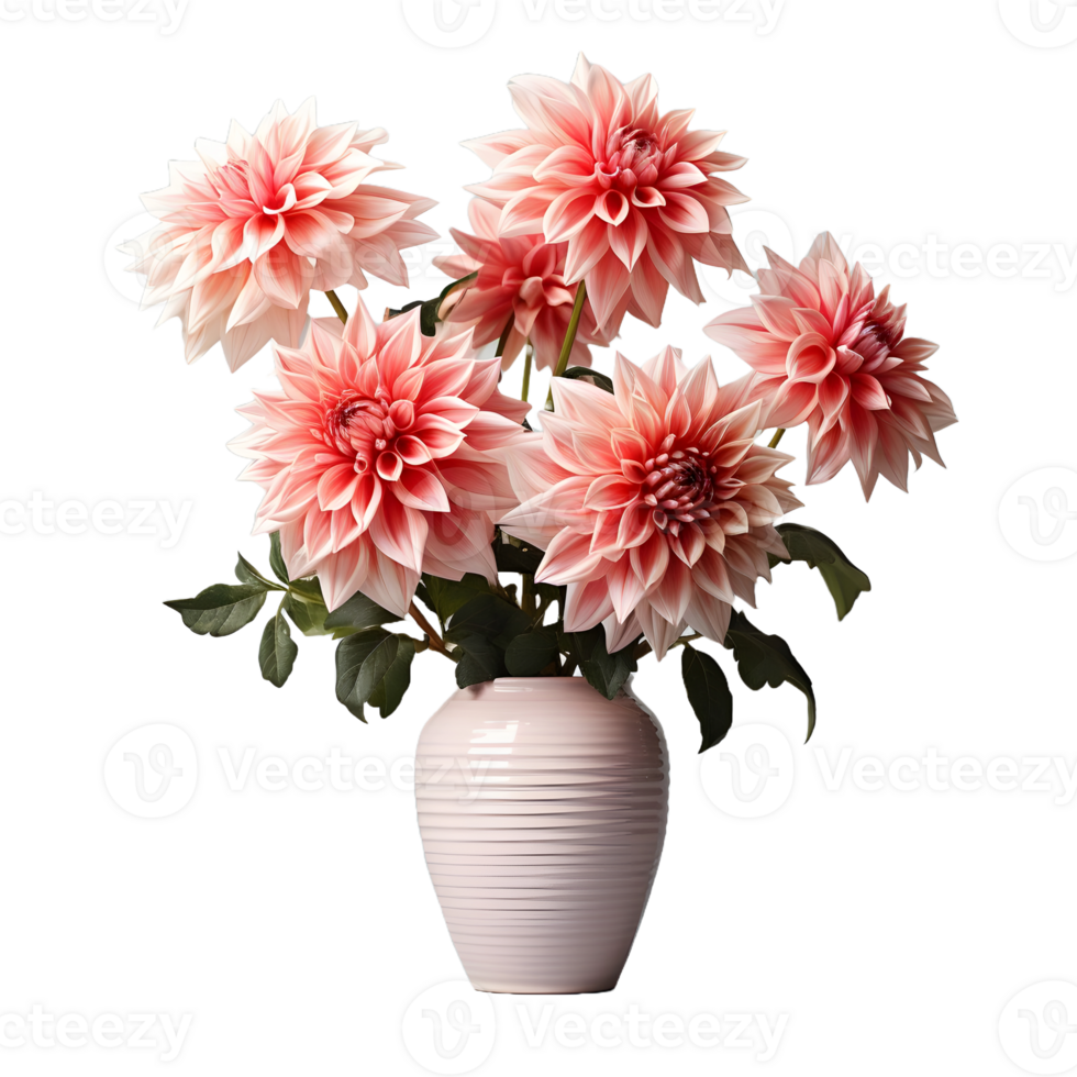 AI generated Dahlia in a Pot Isolated on Transparent Background. Beautiful Spring Flowers. Generative Ai png