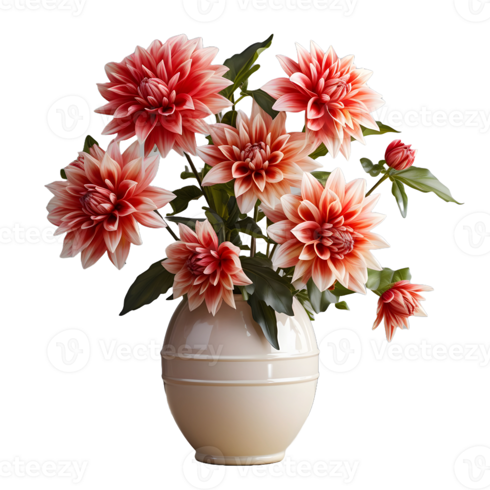 AI generated Dahlia in a Pot Isolated on Transparent Background. Beautiful Spring Flowers. Generative Ai png