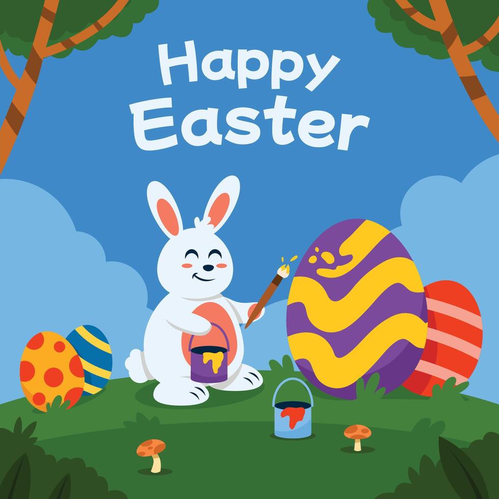 Rabbit Painting Easter Egg vector